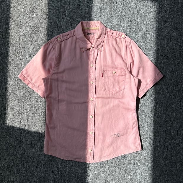 리바이스 핑크 웨스턴 반팔 셔츠 