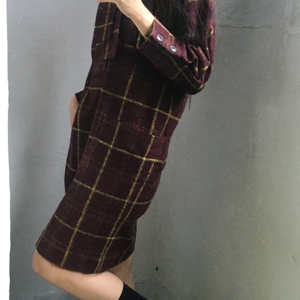 Vivienne Westwood 비비안웨스트우드 버건디 체크 울 원피스