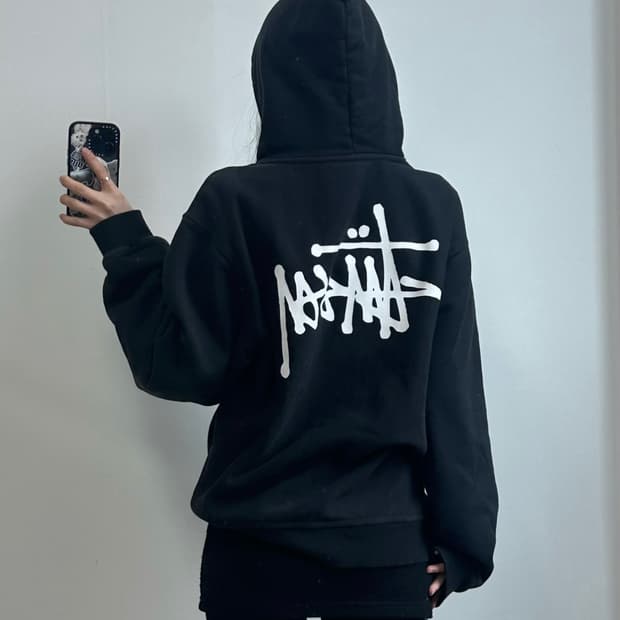 스투시 스탁로고 블랙 후드티