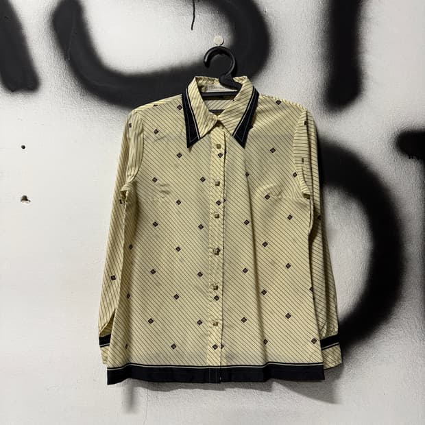 피에르 발망 로고 모노그램 스트라이프 패턴 셔츠 블라우스