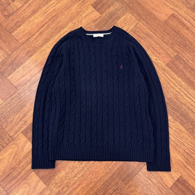 115(2XL) 빈폴 네이비 케이블 라운드 니트 