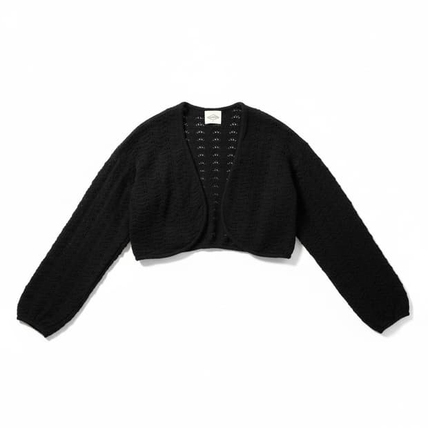 스탠다드 블랙 크로셰 크롭 가디건 F