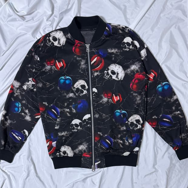 Civarize 스컬 패턴 블루종 펑크 vkei