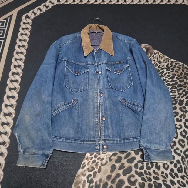 70's 랭글러 JL720NV 블랭킷 라인드 데님 워크 자켓 L