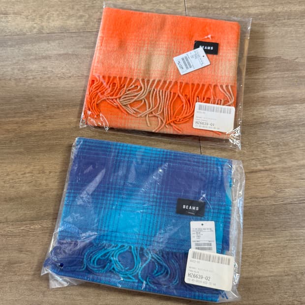 빔즈 옴브레 체크 머플러 빔스