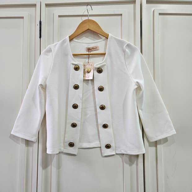 화이트 금장 버튼 자켓