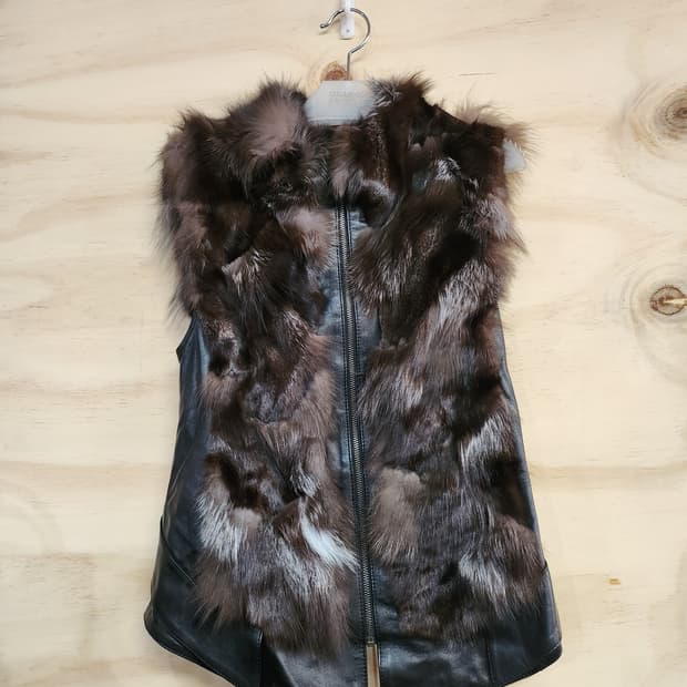414) 지센 양가죽 토끼털 조끼