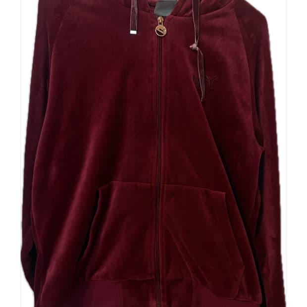 푸마 버건디 벨벳 후드집업
