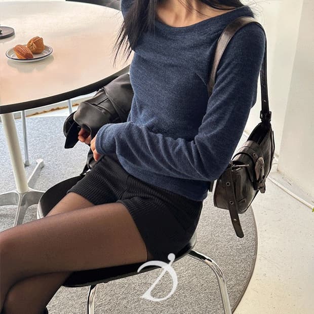데일리쥬 크래퍼 보카시 보트넥 티셔츠 블루