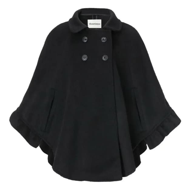 쓰리타임즈 문케이프 코트 블랙