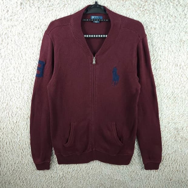 폴로 빅포니 버건디 니트집업 