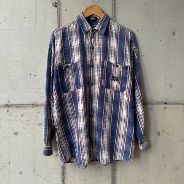 80s 스투시 킹사이즈 체크 셔츠