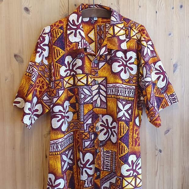 3XL(120).하와이안 셔츠(옐로우버건디)