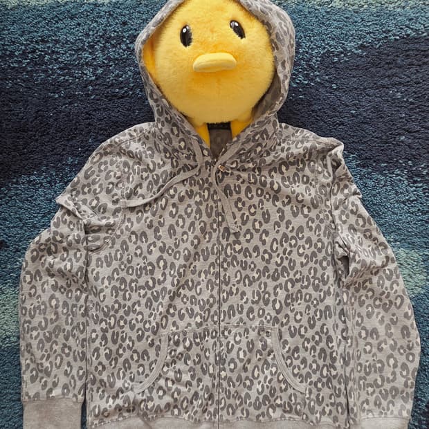JPN레오파드 실버 벨벳호피 갸루 후드집업 y2k 95사이즈