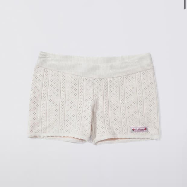 스컬프터 아이보리 쇼츠 Eyelet Knit Shorts Ivory