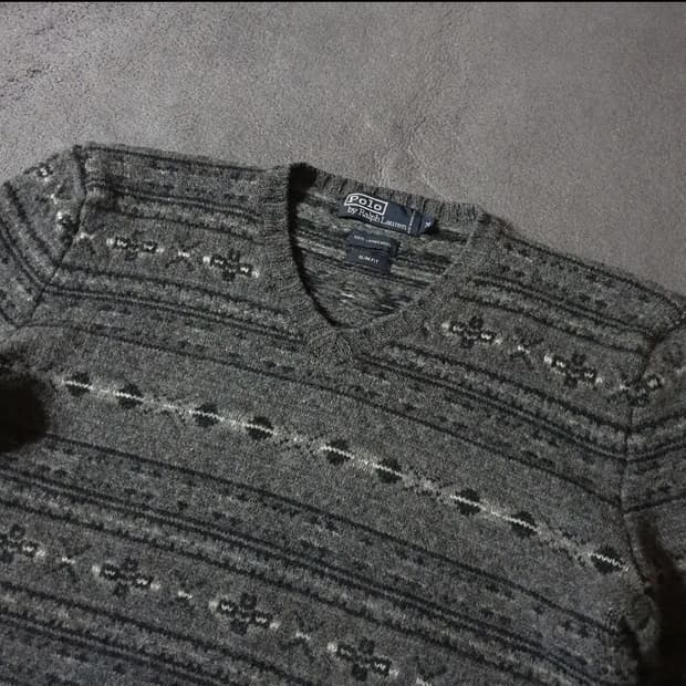 폴로 슬림핏 램스울 페어아일 니트 M