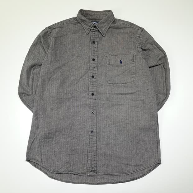 CL389 L 폴로 00s 코튼 헤링본 그레이 셔츠 남방
