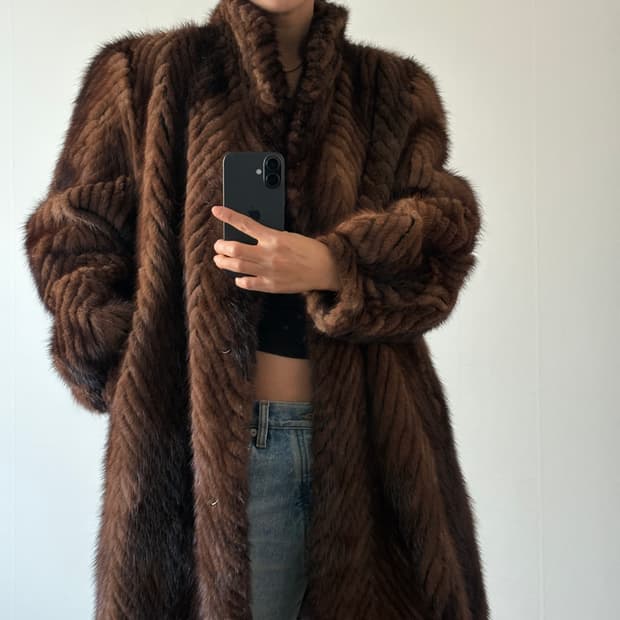 리얼 밍크 퍼코트 