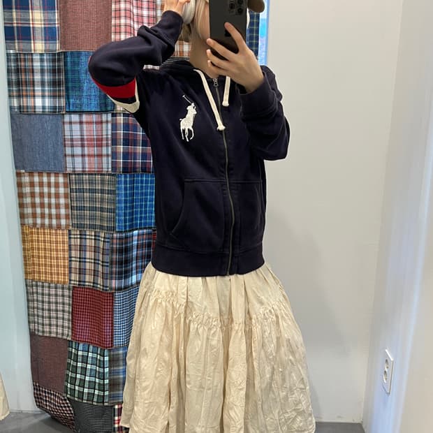 베이지 프릴 롱 치마