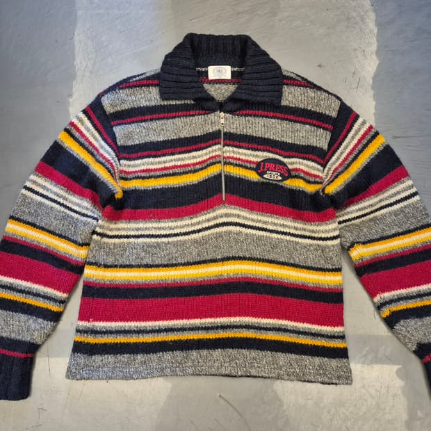 90s 제이프레스 하프 짚업 니트