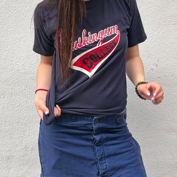 80s Muskingum College 빈티지 컬리지 프린트 티셔츠