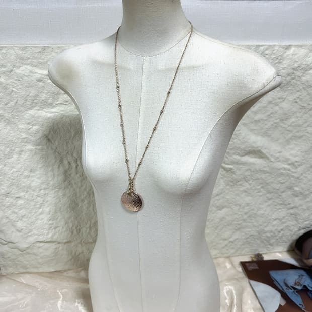 빈티지 해머링 로즈골드톤 쿠바체인 목걸이