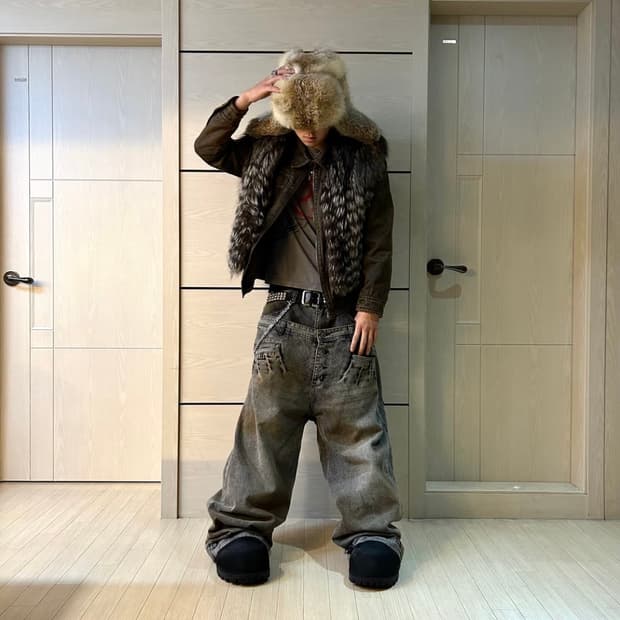 데님 레이어드 더블 웨이스트 팬츠