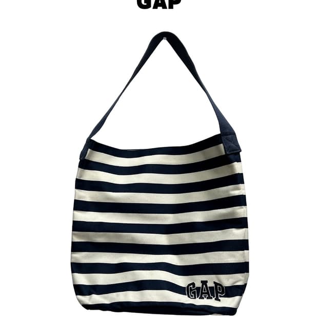 GAP 스트라이프 토드백 화이트/네이비