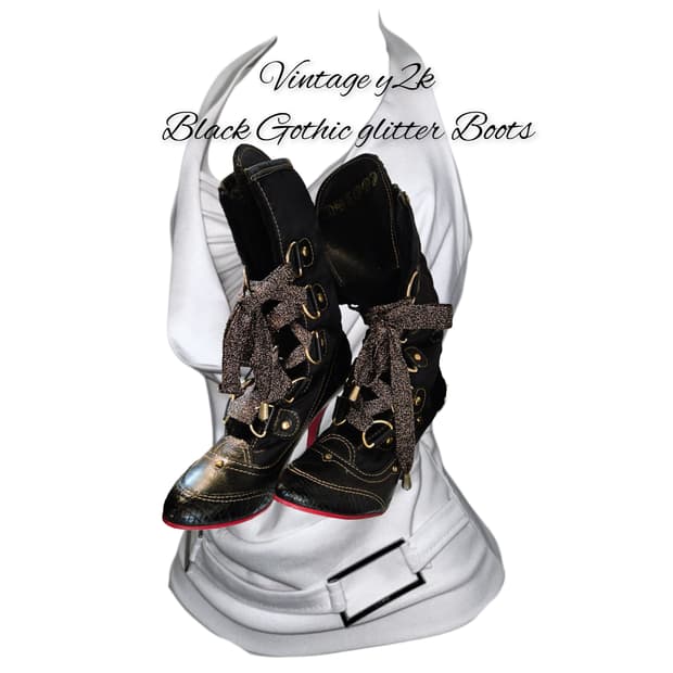 Vintage y2k Black Gothic glitter Boots
