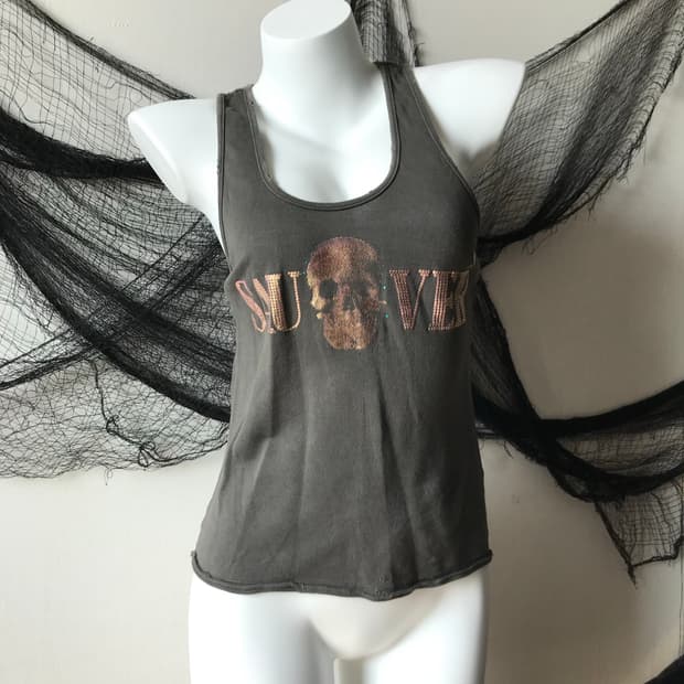 Punk 00s mood printing sleeveless  
