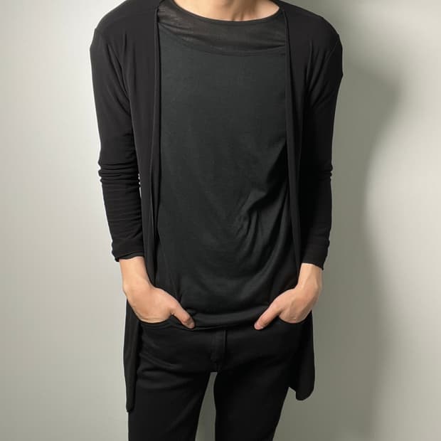 리나시멘토 드레이프 오픈 롱 가디건 L