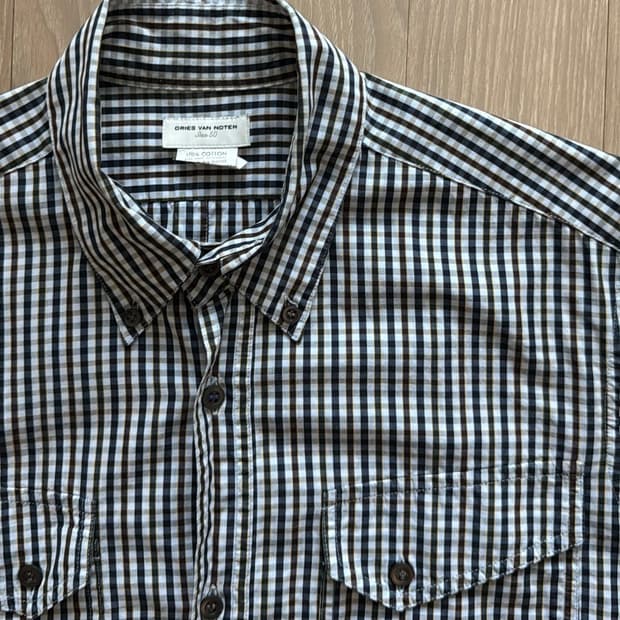 드리스반노튼 깅엄 투포켓 셔츠