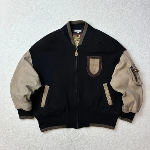 톰보이 80's 소가죽 배색 바시티 자켓 PN5875