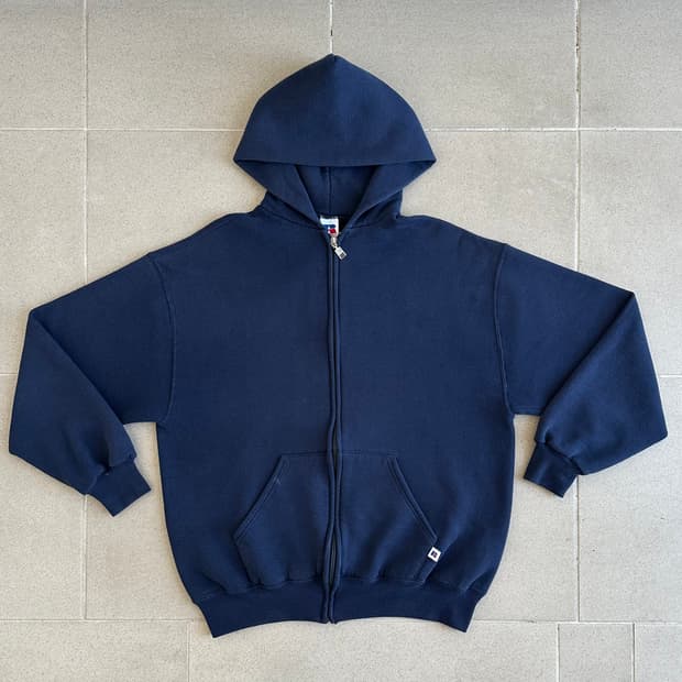 90s 빈티지 러셀 후드집업 네이비 L USA