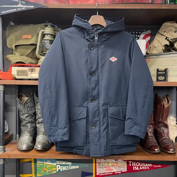 10s 단톤 후드 버튼 집업 네이비 다운 자켓 N205