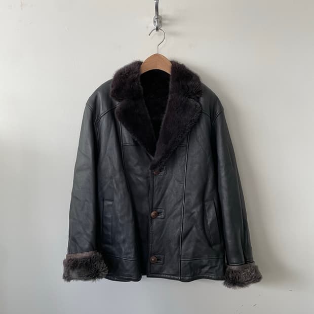 mink collar sheepskin mouton jacket