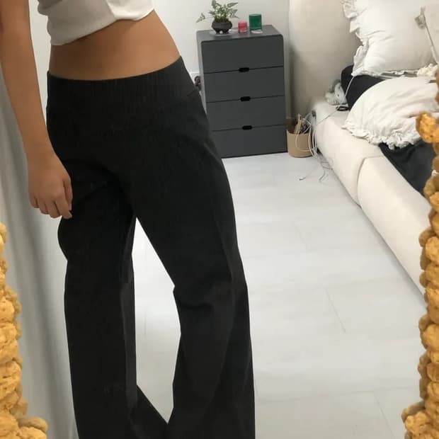 로우라이즈 스트라이프 슬랙스