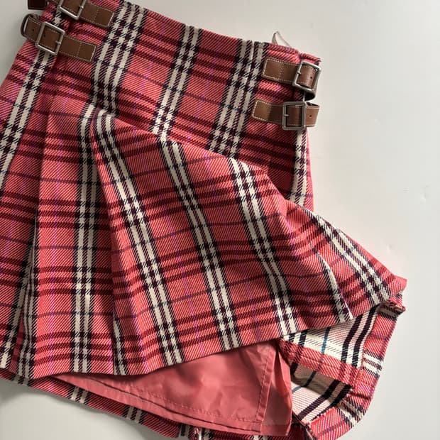 Burberry 버버리 블루라벨 핑크 노바체크 버클 스커트