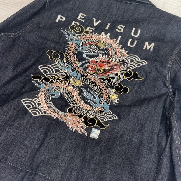 Evisu 에비수 용 자수 데님 청 자켓 인디고 