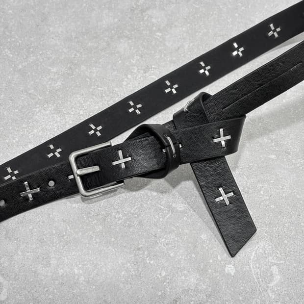 Oribell 크로스 스티치 락시크 슬림 가죽 롱 벨트