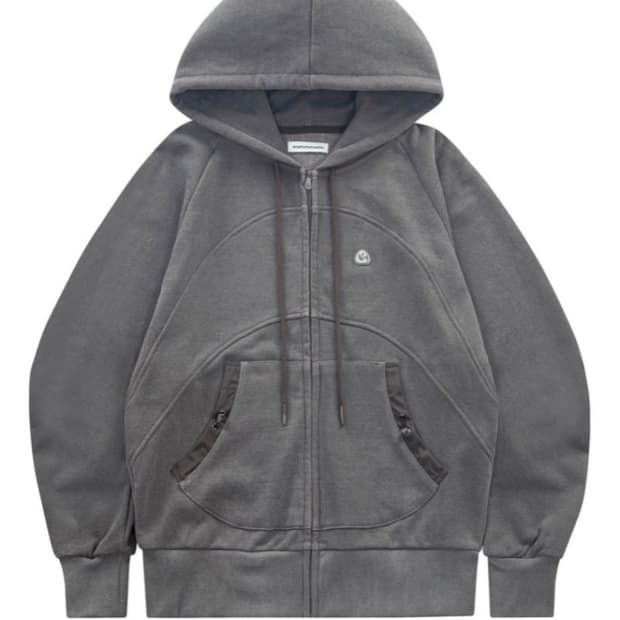 Suu 스트링 후드 집업 와인