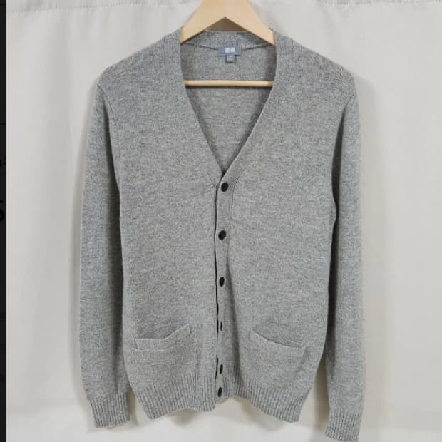 95)유니클로 울 가디건 그레이