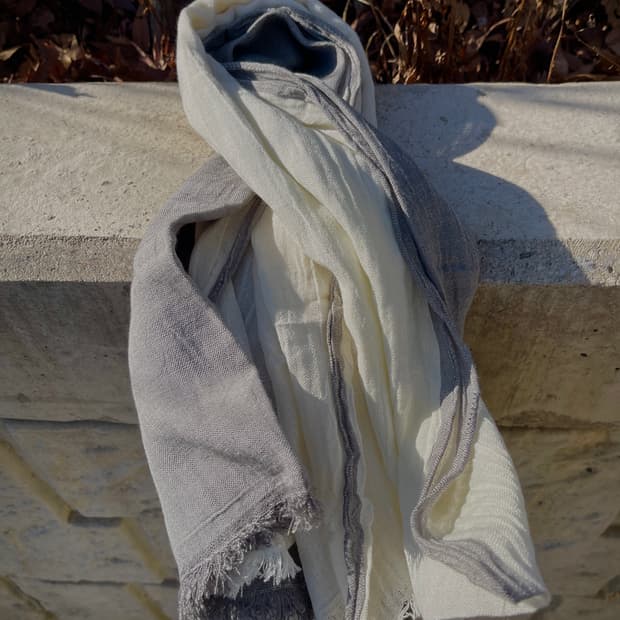 빈티지 투톤 크링클 머플러