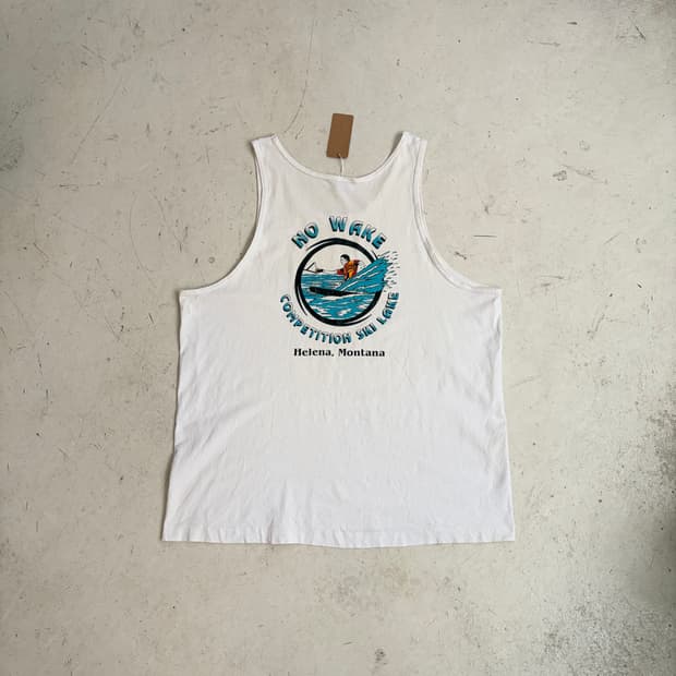 90s USA No Wake Lake 빈티지 슬리브리스 XL