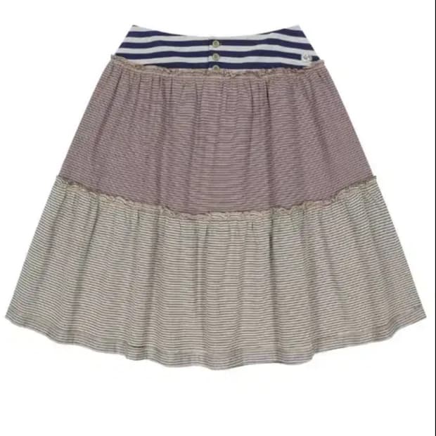 (교환) 코이세이오 컬러드 스트라이프 미디 스커트 베이지 2->1