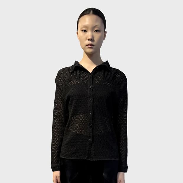 오들리워크샵 knit ruched shirt 