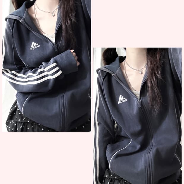 아디다스 JAPAN 자수로고 삼선 후드집업