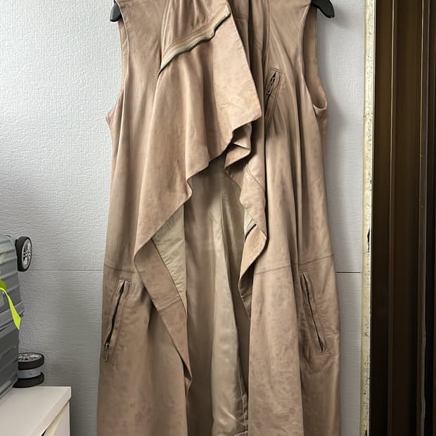 릭오웬스 하이넥 가죽 베스트