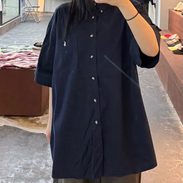 폴로 랄프로렌 네이비 원포켓 반팔 셔츠 H3169