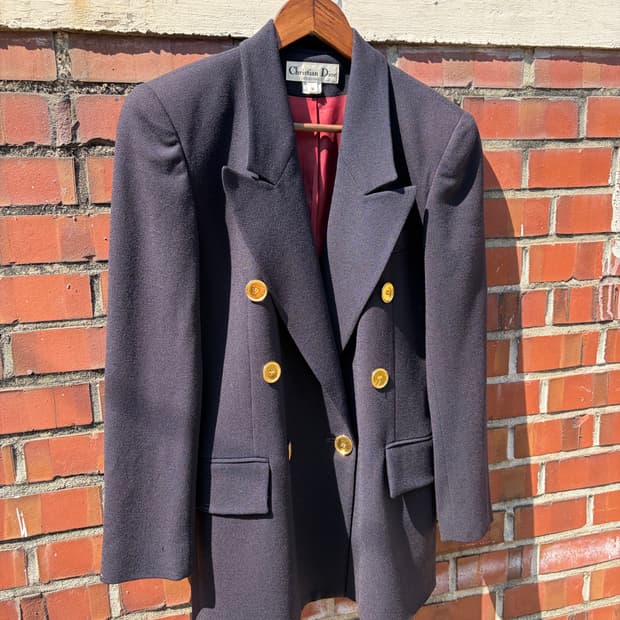Christian Dior 골드 버튼 더블 울 블레이저